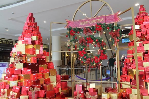 The charity gift box installation at Suria KLCC Park Mall