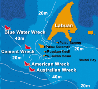 Shipwreck dive sites in Labuan (Image from Yantie Ahmad Blog)